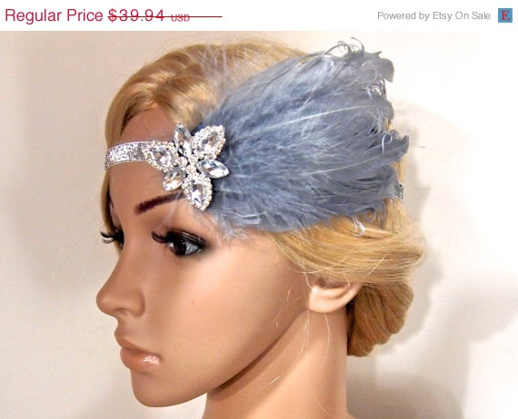 Wedding - Gatsby Headpiece, Gatsby Headband, gatsby hair clip, flapper headpiece, Flapper Hair Clip, Bridal Headpiece, Peacock fascinator