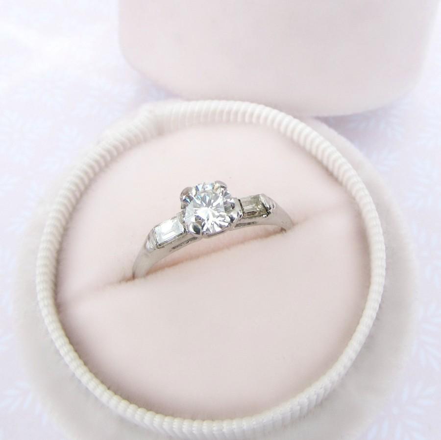 زفاف - Engagement ring, vintage engagement ring, platinum engagement ring, diamond engagement ring, .78ct diamond ring