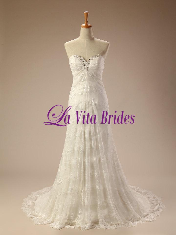 زفاف - Sweetheart neckline full lace wedding dress