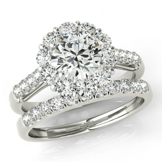 زفاف - 1 Carat Forever One Moissanite & 1.13 ct Diamond Wedding Set - Bridal Set - Engagement Rings - Sets for Women - Moissanite Wedding Sets 14k