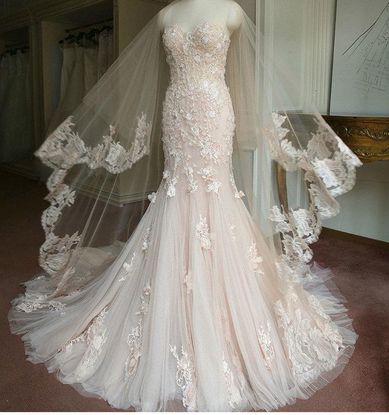Mariage - Champagne Wedding Dress Lace fair wedding  gown boho wedding dress  best Wedding Dresses Chiffon bridal dress  Bridal Gown 00170