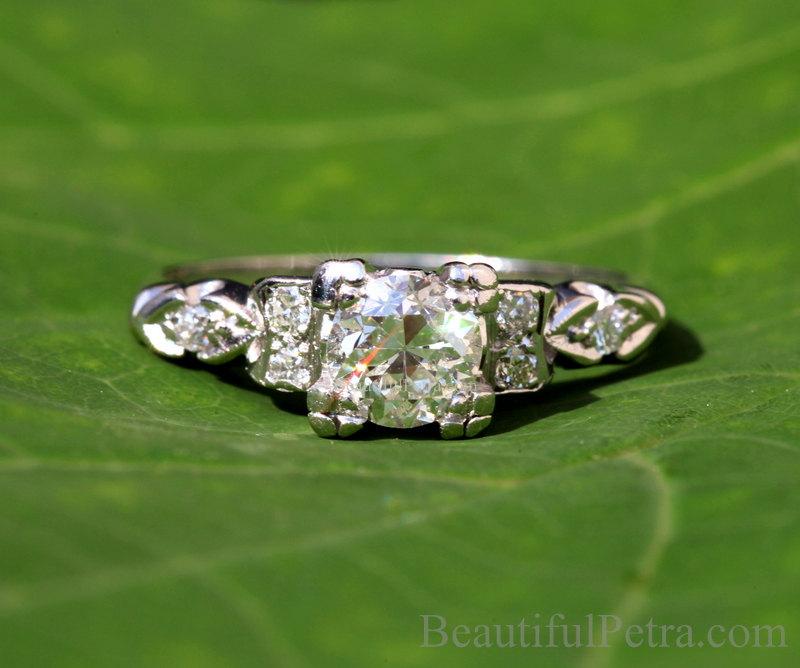 Mariage - ART DECO - PLATINUM Diamond Engagement Ring - Antique  style .85 carats - Custom made - weddings - brides - luxury -  BpD02