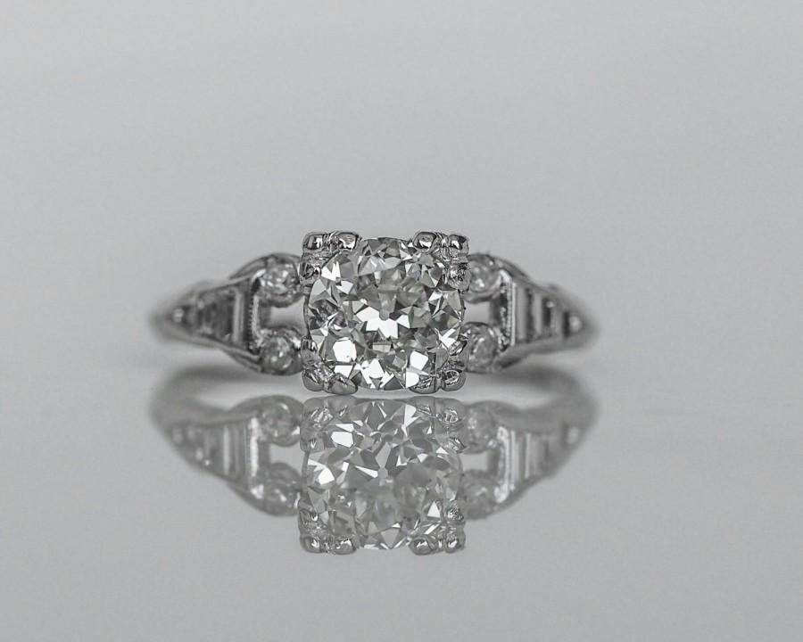 Mariage - Circa 1930 - Platinum Art Deco GIA Certified 1.06 J-VVS1 (Near Flawless!) Old European Diamond Engagement Ring - VEG#489