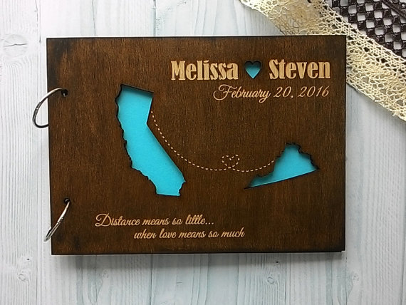 Wedding - Wedding Guest Book Wooden Map Guestbook Personalized State Love Map Guestbook