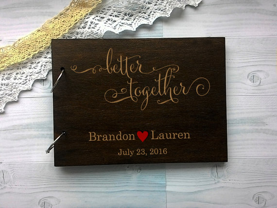 Mariage - Wedding guest book Wooden Rustic Guestbook Wood Guest Book Custom Guest Book