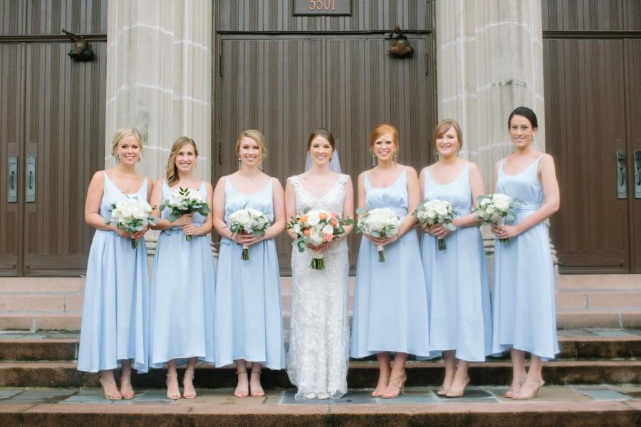 Hochzeit - Midi Length Satin Bridesmaid Dress - Custom made to order