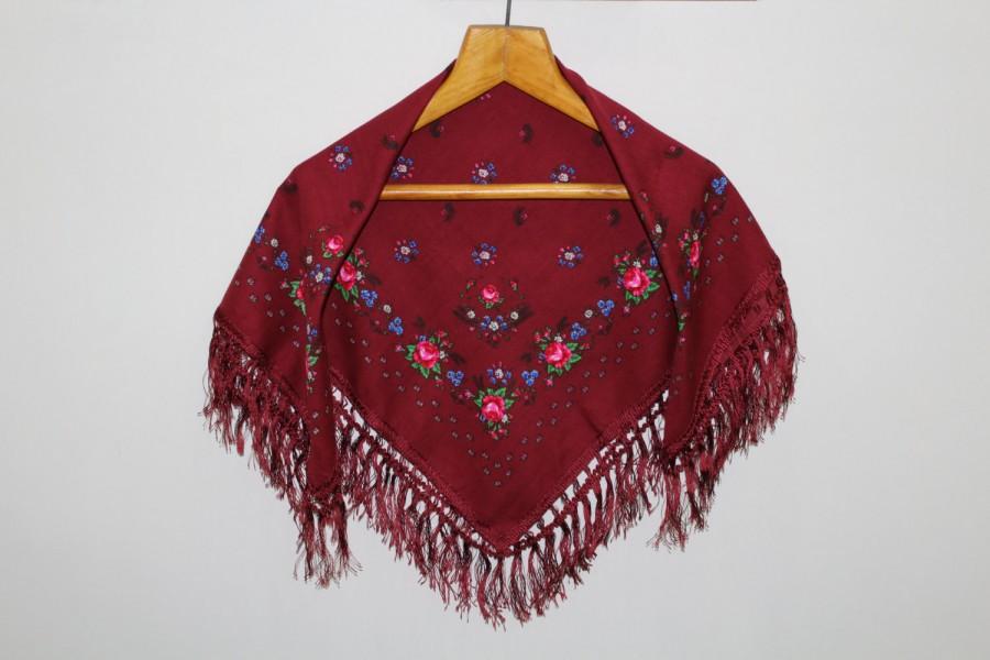 Mariage - Vintage wool shawl.Japan Shawl.Head Scarf Shawl.Vintage shawl.Wedding shawl.Floral shawl.Floral scarf. Japanese scarf shawl. Christmas gifts