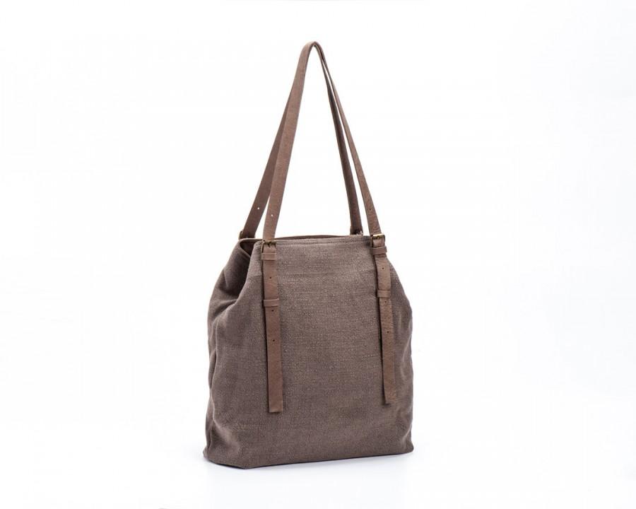 زفاف - 15% Off Handmade Fabric Tote Bag, Canvas Tote with Leather Handles, Canvas Shoulder Bag, Work bag, Casual Bag
