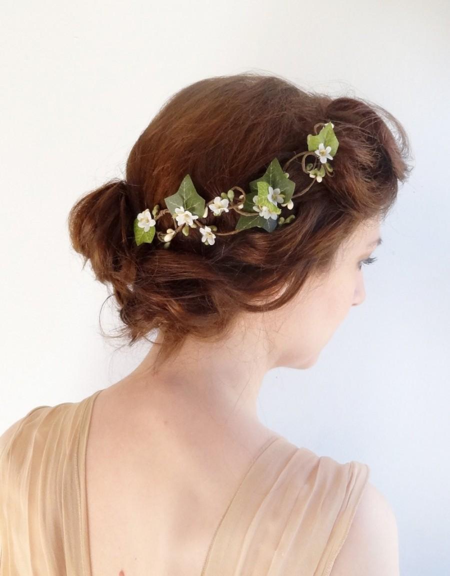 Свадьба - ivy hair clip, bridal hair vine, flower hair vine, ivy hair accessories, green hair flower, hair clip, wedding hairpiece, rustic bridal