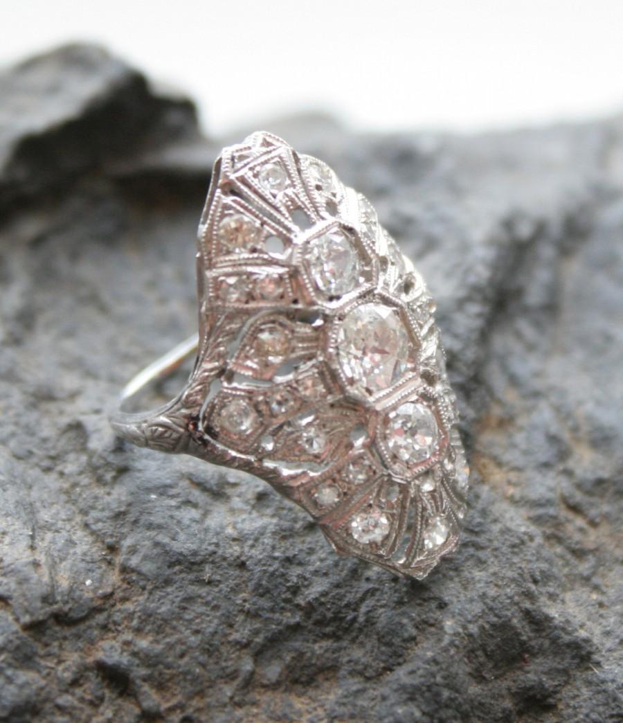 زفاف - Art Deco Diamond Ring with 1.51 cts total weight - DK115