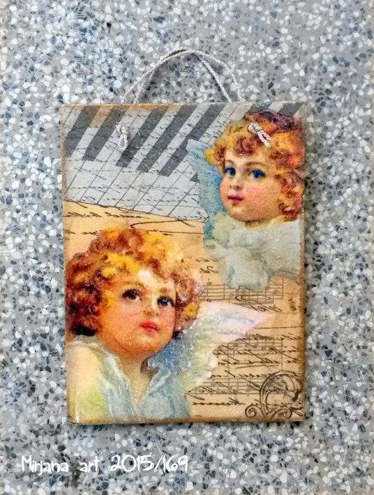 Mariage - Angels, decoupaged angels, Christmas gift, retro angels, handmade decor, natural, eco friendly, vintage angels, wall decor, decorative angel