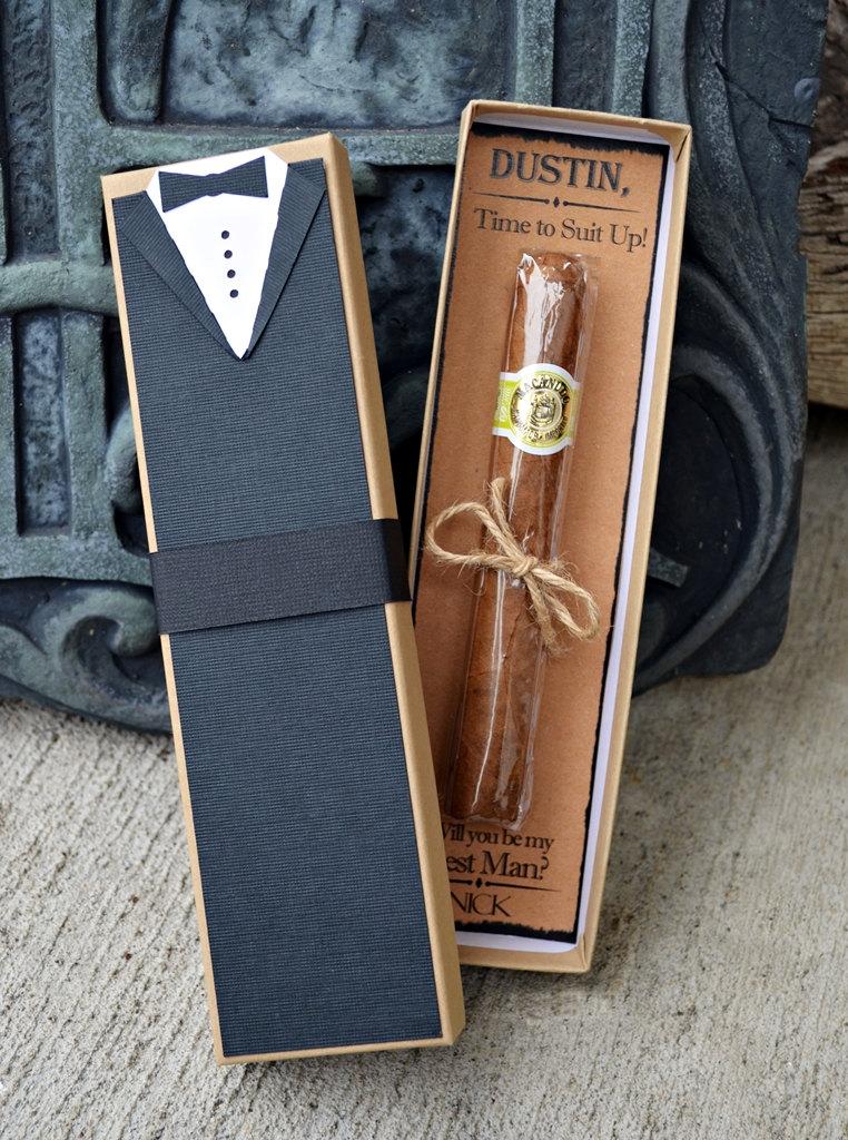 زفاف - Will You Be My Groomsman Cigar Box Tux Best Man Time To Suit Up Rustic Custom Gift