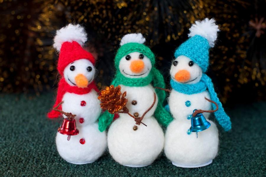 Свадьба - Snowman felt christmas ornament Christmas decorations needle felted toy Christmas gift Christmas tree toy