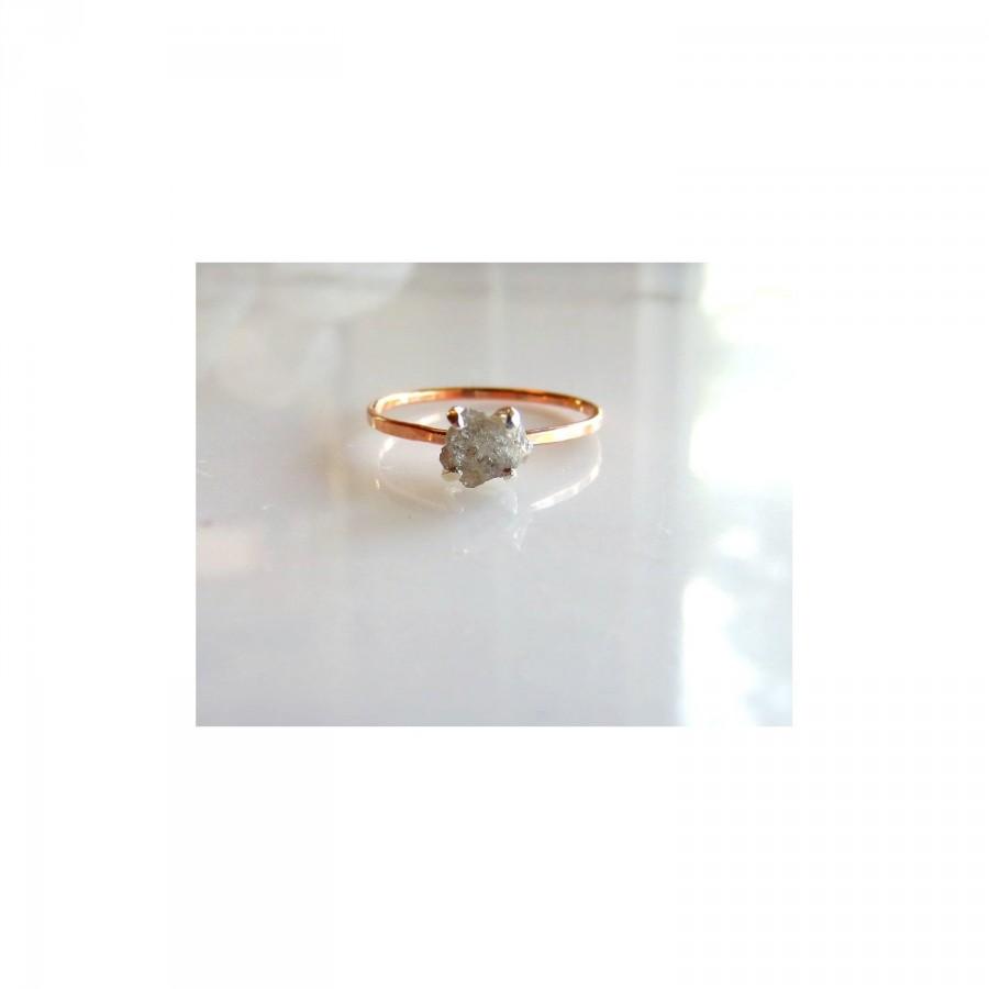 زفاف - Raw Diamond Engagement Ring, Alternative Wedding Ring, Rough Uncut Stone Organic Shape, Rose Gold, Yellow Gold or Silver Made To Order