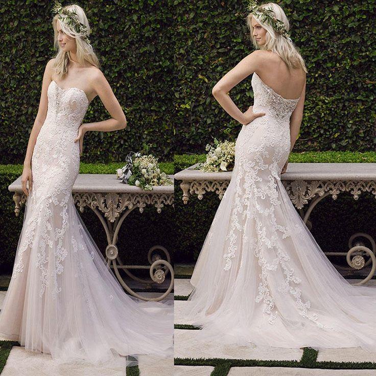 زفاف - Charming Sweetheart Long Mermaid Lace Wedding Dresses, Sexy Backless Tulle Bridal Gown, WD0120