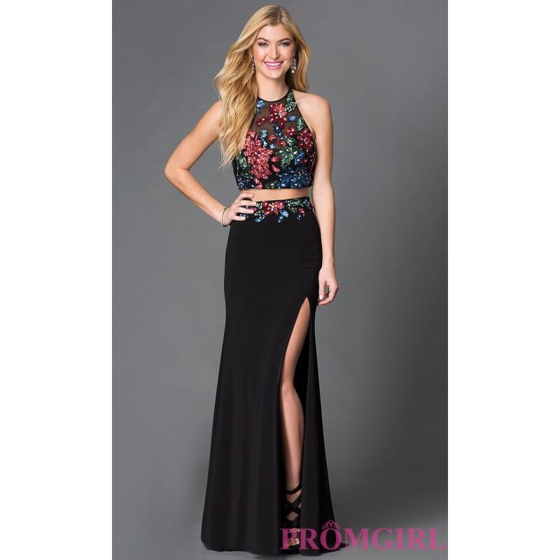 Hochzeit - Two Piece Floor Length JVN by Jovani Prom Dress with Sequin Print Detailing - Discount Evening Dresses 
