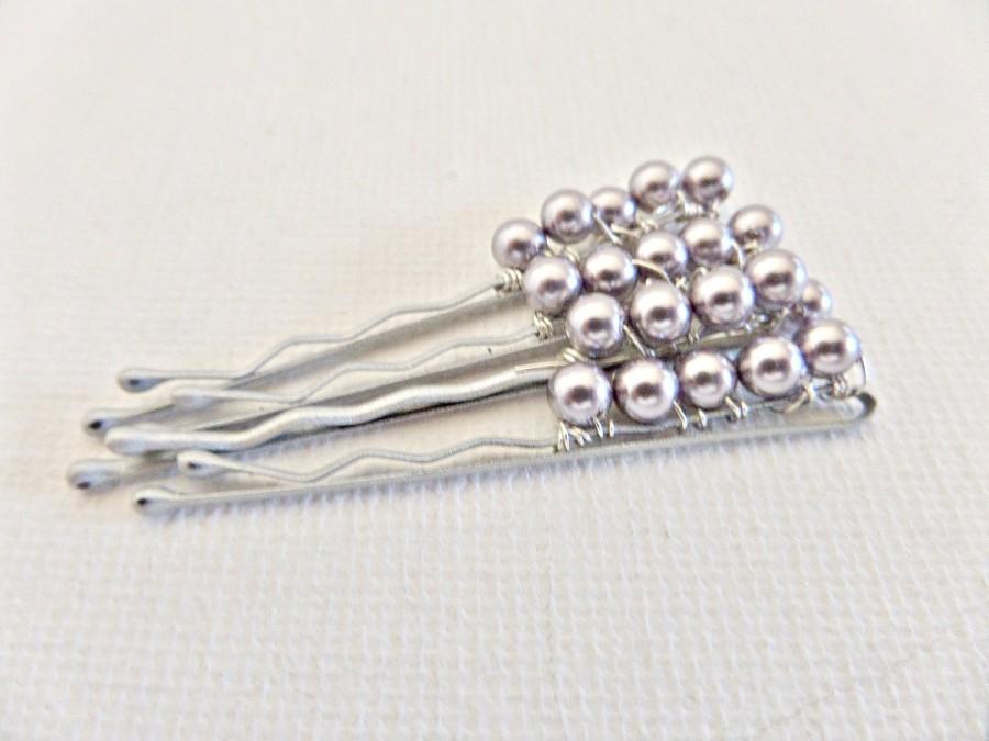Mariage - Lavender bridal hairpins, Swarovski lavender pearls on a hairpin, Prom hairpins, Lavender pearl bobby pins, Wedding hairpins, UK seller