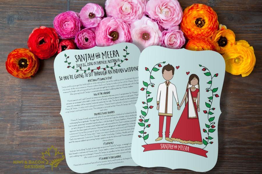 Свадьба - Indian Wedding Program: Boho Indian (Printable) -- Hindu Wedding Muslim Nikah Explanation, Traditional, Order of Service