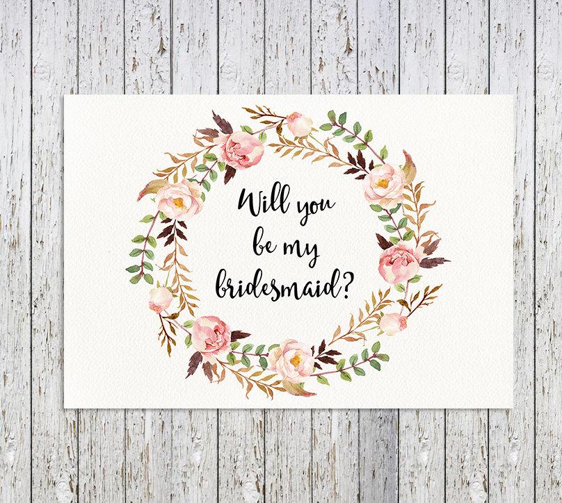 Wedding - Will You Be My Bridesmaid, Floral Printable Bridesmaid Card, Bridesmaid Proposal Card, Floral Bridesmaid Printable, Floral Bridesmaid Card