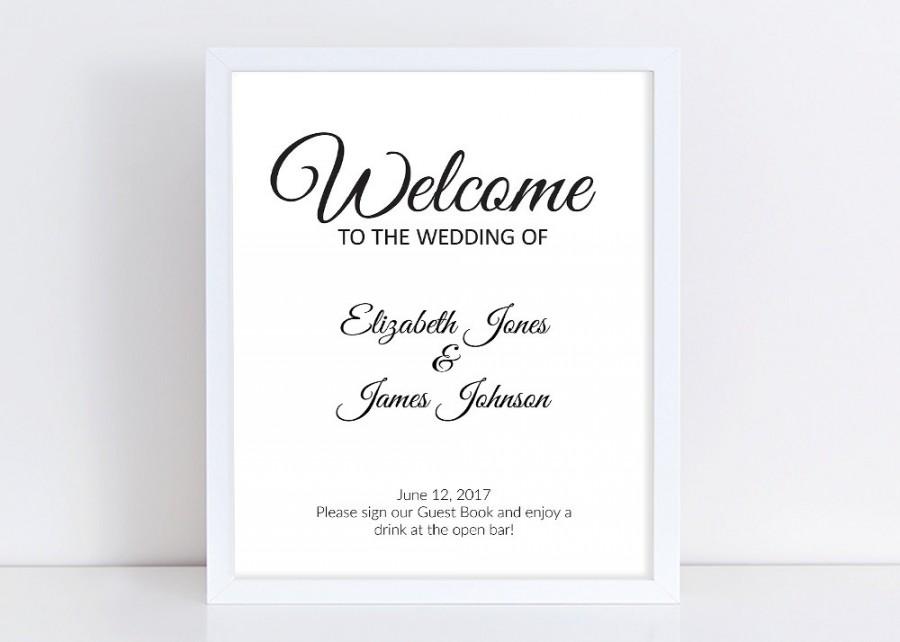 Wedding - Wedding Welcome Sign - Editable Wedding Sign - DIY Wedding Sign - Wedding Printable Sign- Sign Template