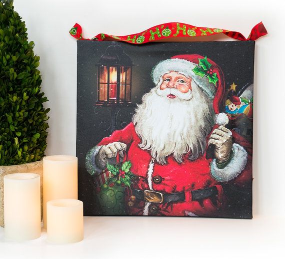 Wedding - Christmas Shop Lighted Canvas Signs Christmas Decorations Modern Santa Claus Head Victorian Christmas Ideas Decoration Primitive Santa Print