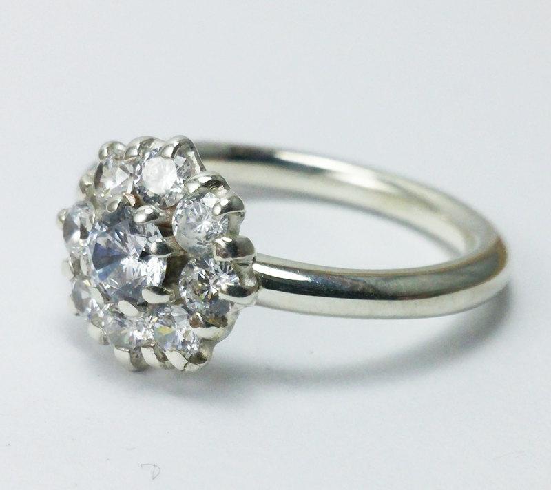 زفاف - Silver engagement ring , 925 silver ring with Zircon stones , unique promise ring .