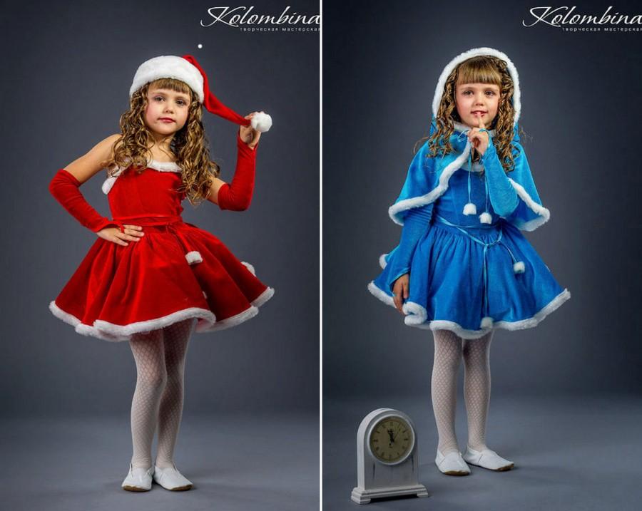 Свадьба - Girl carnival costume Santa, Santa Dress, Red Santa Dress, Blue Santa Dress, art. 542