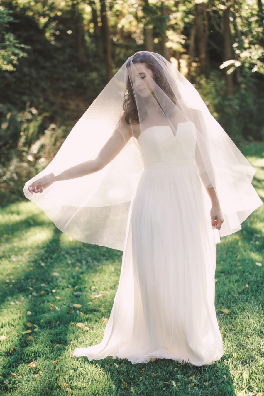 Свадьба - veil with blusher, wedding veil, bridal veil, drop veil, circle veil, ivory veil, bohemian veil, italian tulle veil - FRANCESCA