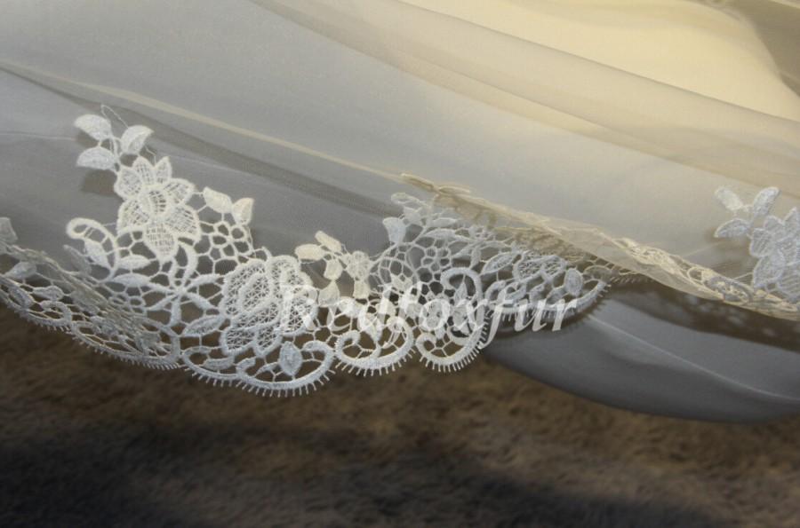 Mariage - Lace Chapel wedding veil.2m bride veil, wedding accessories
