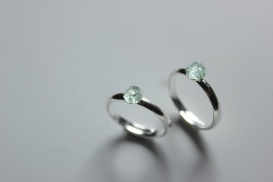 Mariage - aquamarine ring silver,raw aquamarine ring,druzy ring,raw gemstone ring,raw crystal ring,minimalist ring,Dainty ring,pastel mint blue ring