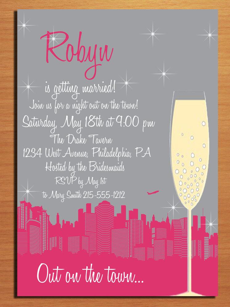 Свадьба - Customized Printable Bachelorette Party Invitations / Night Out on the Town DIY