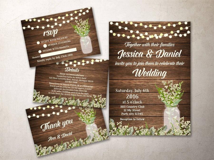 Wedding Invitation Kit Printable Rustic Wedding Invitation Baby