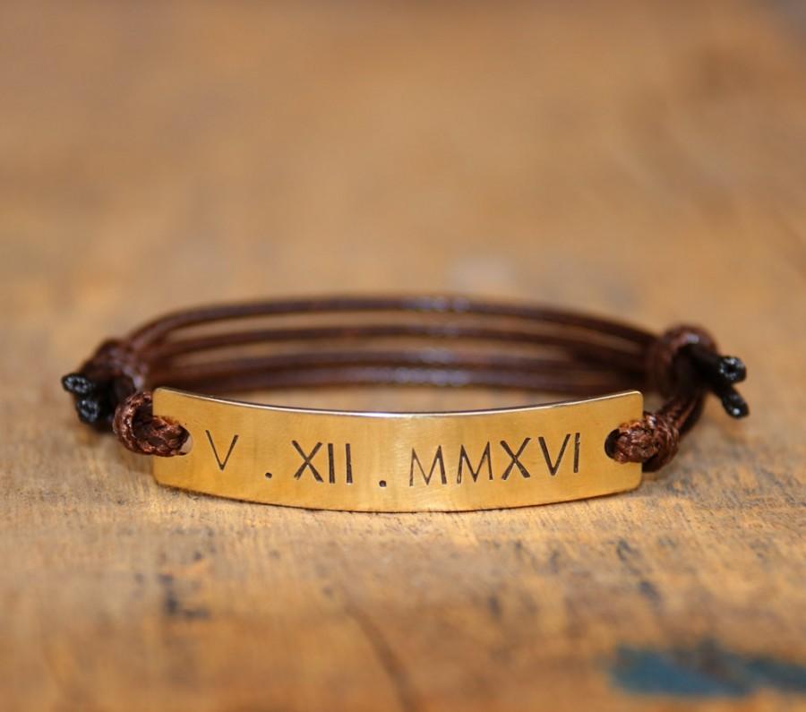 Mariage - Personalized Roman Numeral Bracelet, Customized Roman Numeral girlfriend Bracelet, roman numeral boyfriend bracelet, Anniversary bracelet