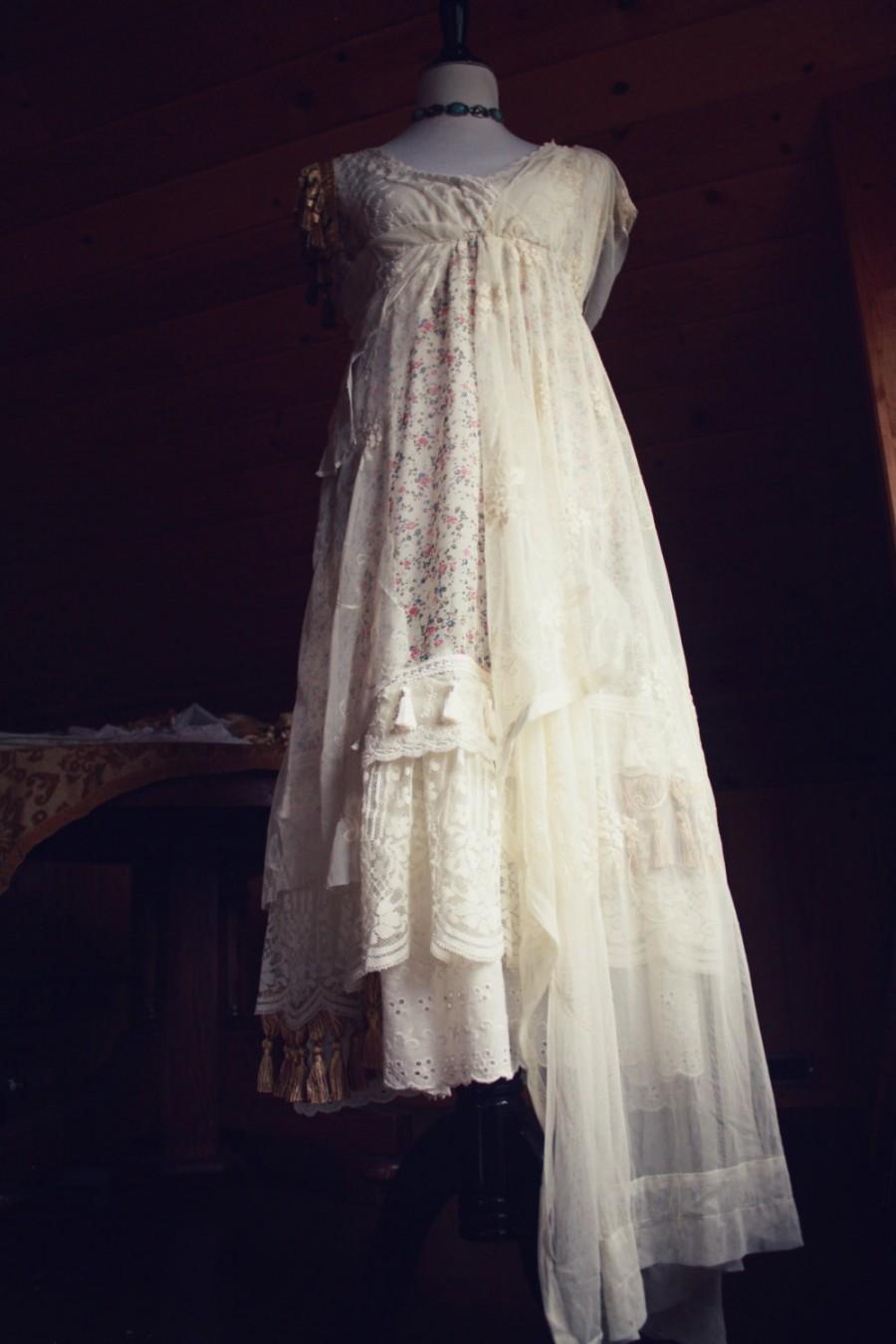 Mariage - Gyspy Dress-Gypsy Wedding Dress-Boho Wedding Dress-Bohemian Wedding Dress-Boho Clothing-Wedding Dress-Alternative Wedding Dress-Upcycled