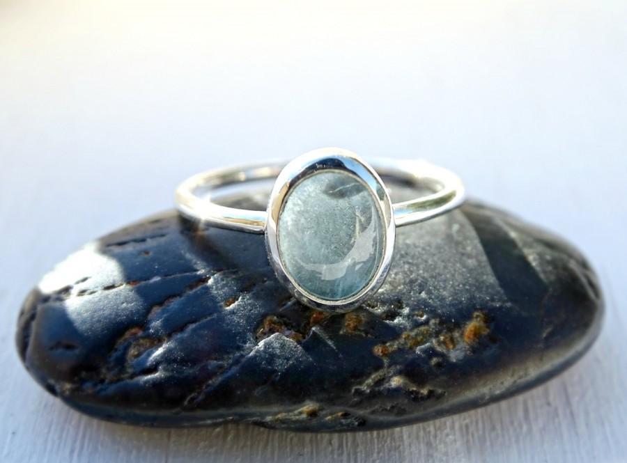 زفاف - aquamarine ring silver, aquamarine engagement ring, delicate ring aquamarine, ring march birthstone, modern aquamarine ring anniversary gift