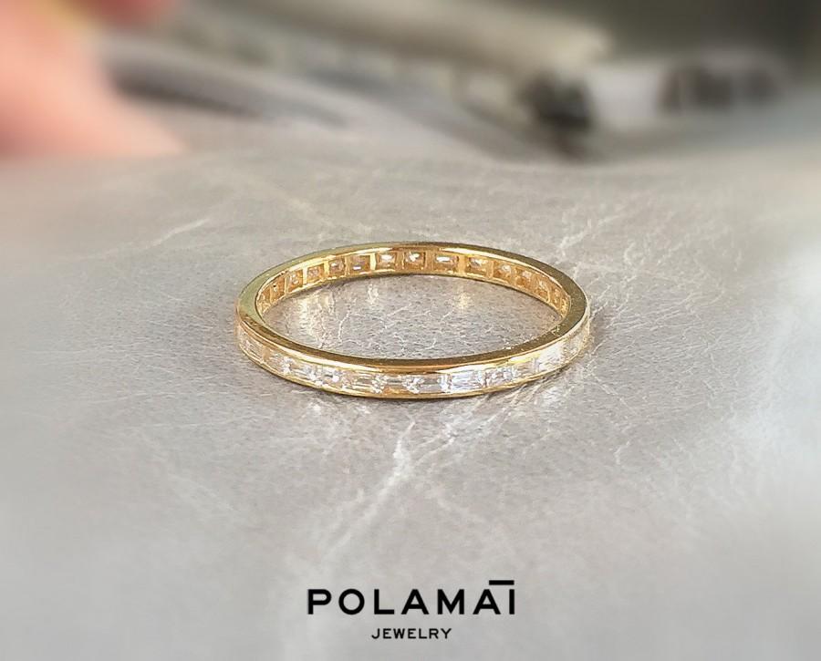Hochzeit - Baguette Diamond Full Eternity Ring 18k 0.50 ctw G VS . Invisible Channel Setting . Wedding Band . Solid Yellow Rose White Gold . Polamai