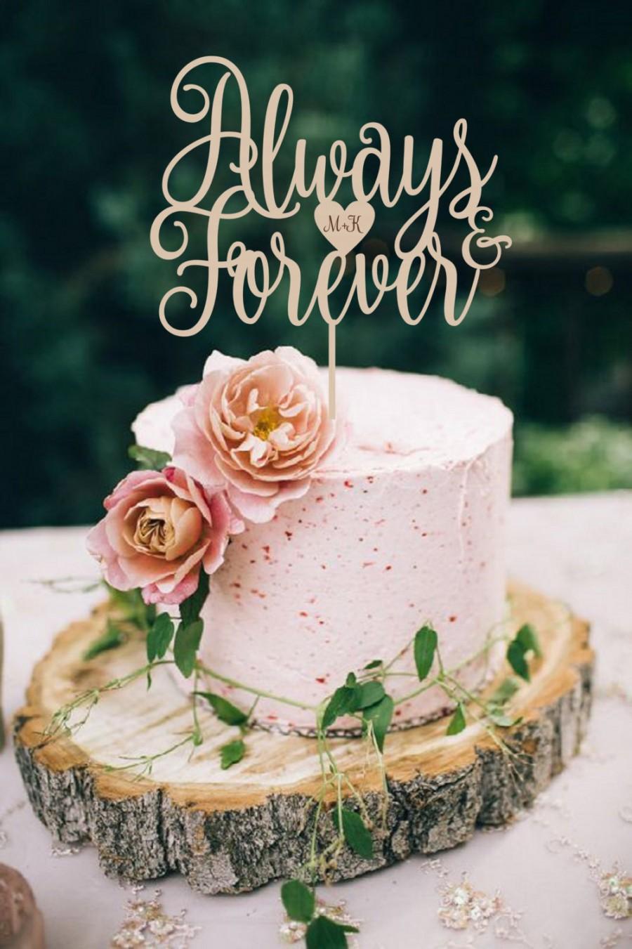 Hochzeit - Wedding Cake Topper  Always & Forever Cake Topper   Wood Cake Topper Silver Gold Cake Topper