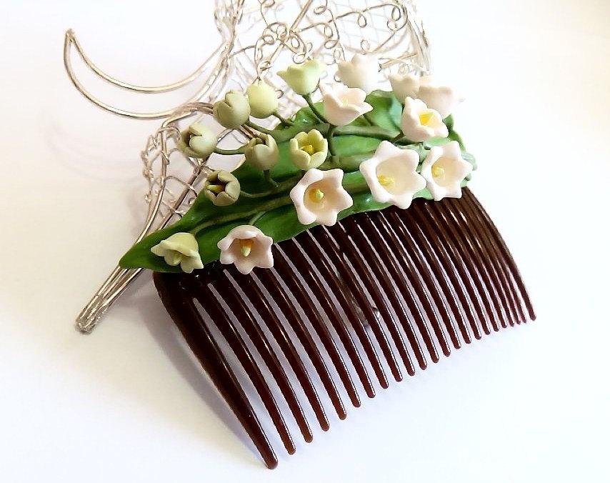 Wedding - Lily of the valley hair comb, Wedding Comb, Flowers Hair Comb, Wedding accessory,  Flower Girl Comb, Bridesmaid Hair Comb