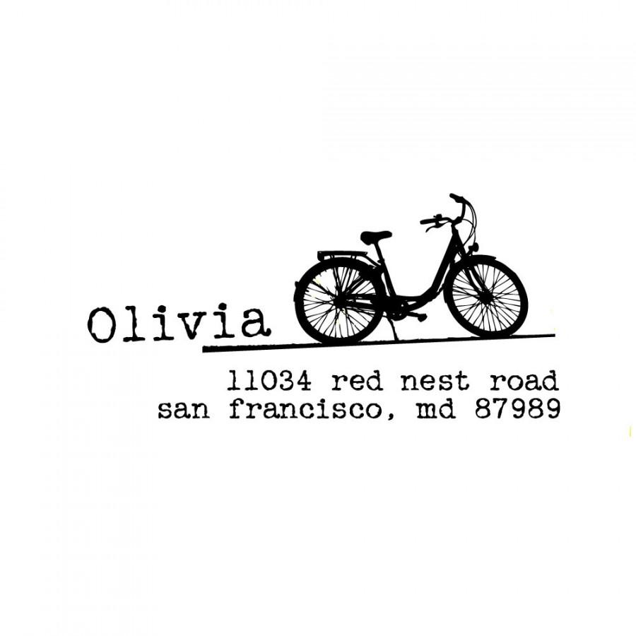 زفاف - Bicycle Address Stamp - Typewriter Font - Olivia Design