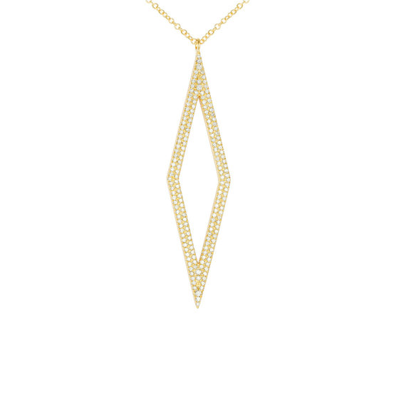زفاف - Black Friday Sale, Geometric Diamond Pave Pendant Necklace 14k Yellow Gold, Anniversary GIfts for Women Diamond Necklaces Black Friday 2016 Cyber Monday GIfts