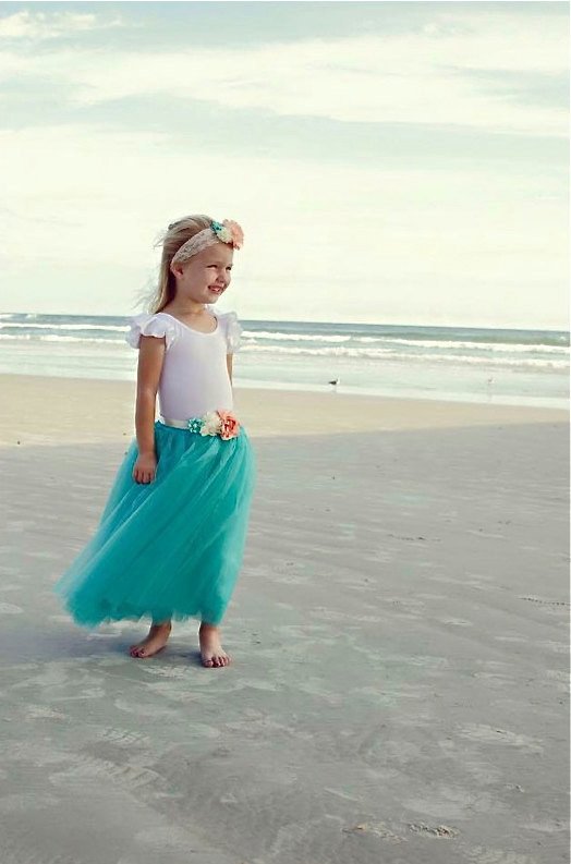 زفاف - Teal Aqua Turquoise Long Tulle Skirt Tutu