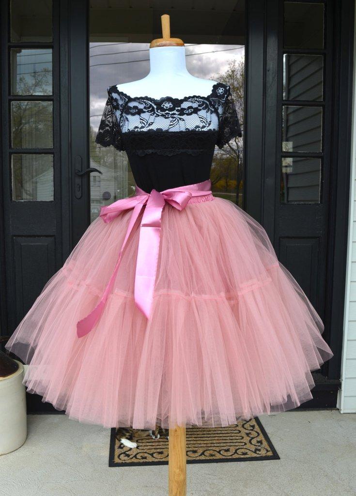 زفاف - Dusty Rose Pink Tulle skirt