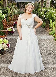 زفاف - A-Line/Princess Sweetheart Court Train Chiffon Wedding Dress With Ruffle Beading