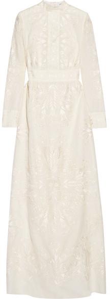 Mariage - Vilshenko - Kelly Embroidered Silk Maxi Dress - Ivory