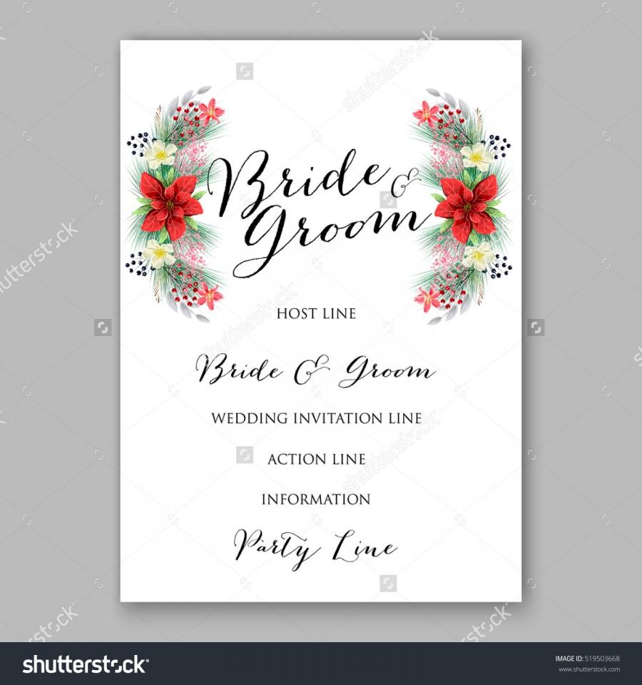 زفاف - Poinsettia Wedding Invitation sample card beautiful winter floral ornament