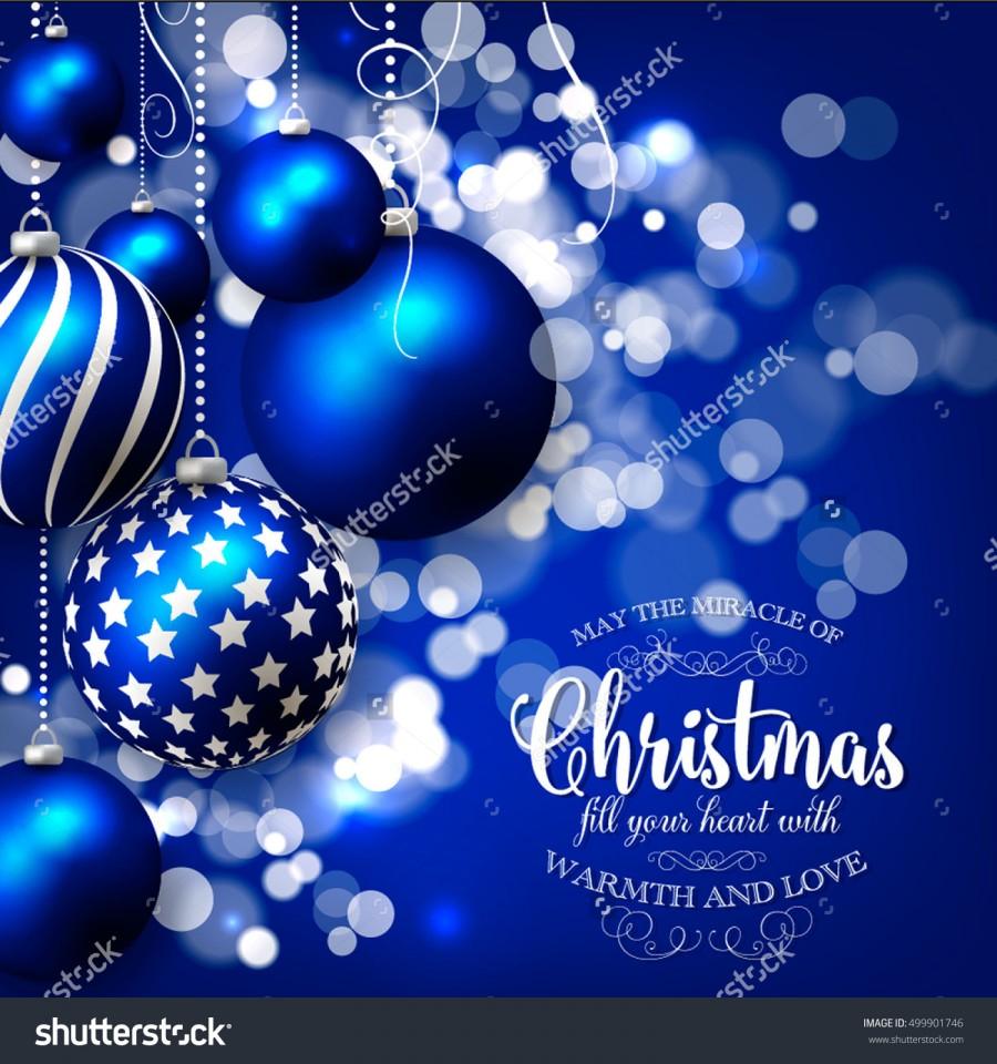زفاف - Christmas invitation with Christmas balls Merry Christmas and Happy New Year Card glowing lights