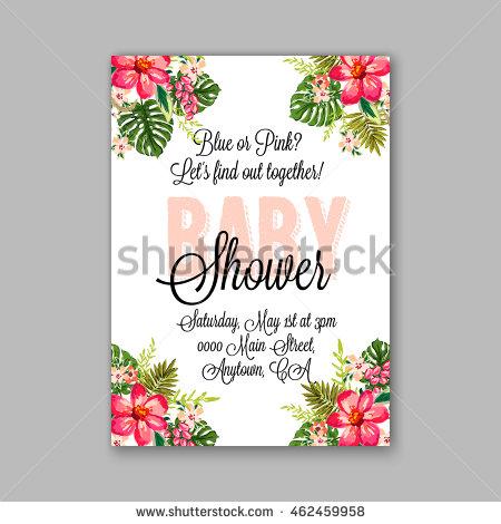 Wedding - Baby shower invitation template with watercolor flower wreath.