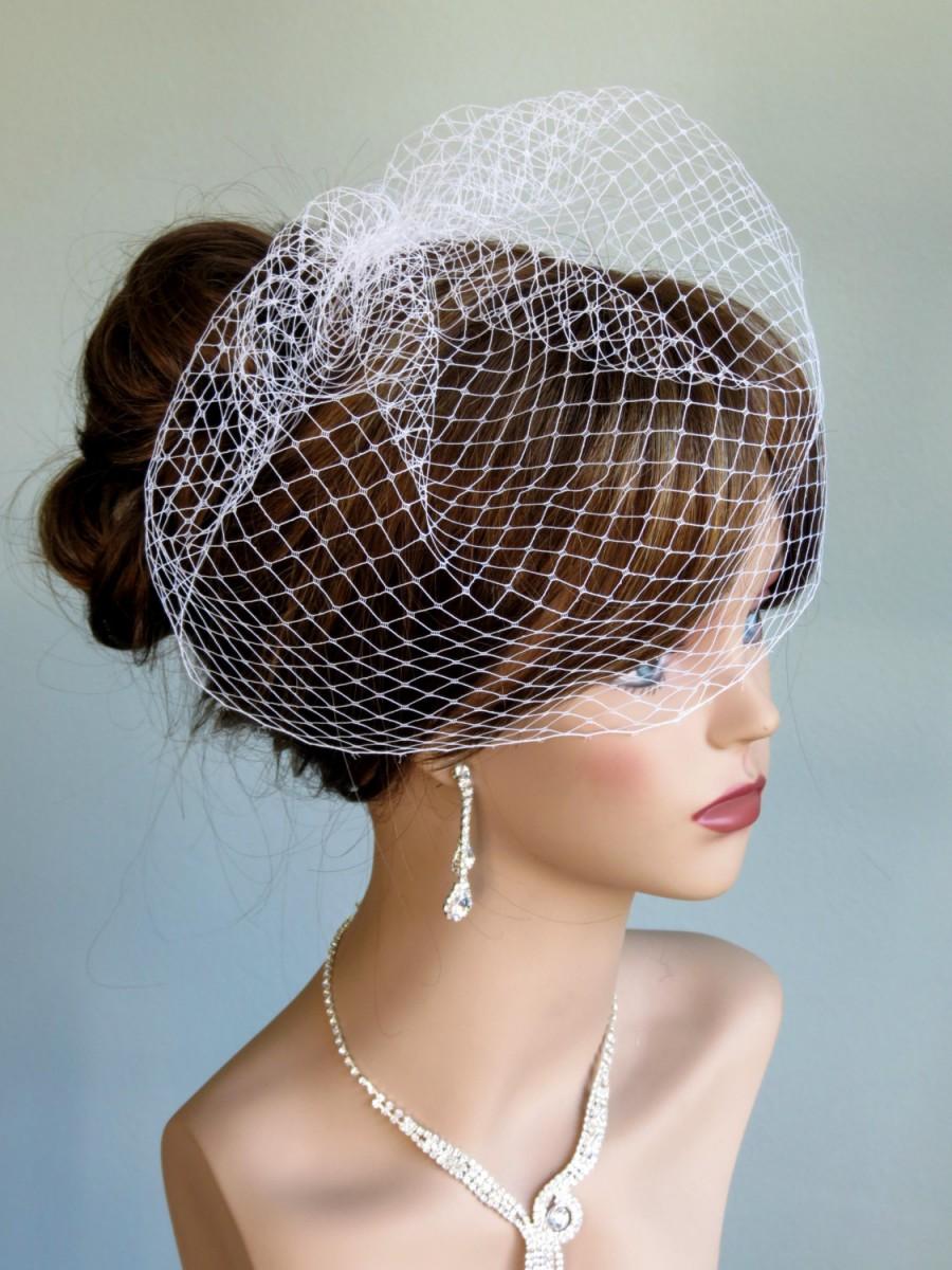 Mariage - White(Black,Ivory,Hot Pink, Purple) Wedding  Bridal Birdcage Veil  Fascinator  Wedding Accessory Vail Comb