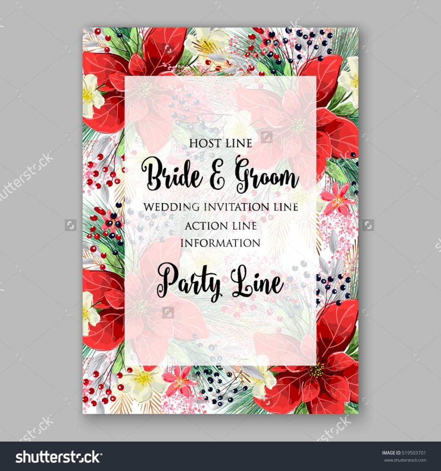 زفاف - Poinsettia Wedding Invitation sample card beautiful winter floral ornament