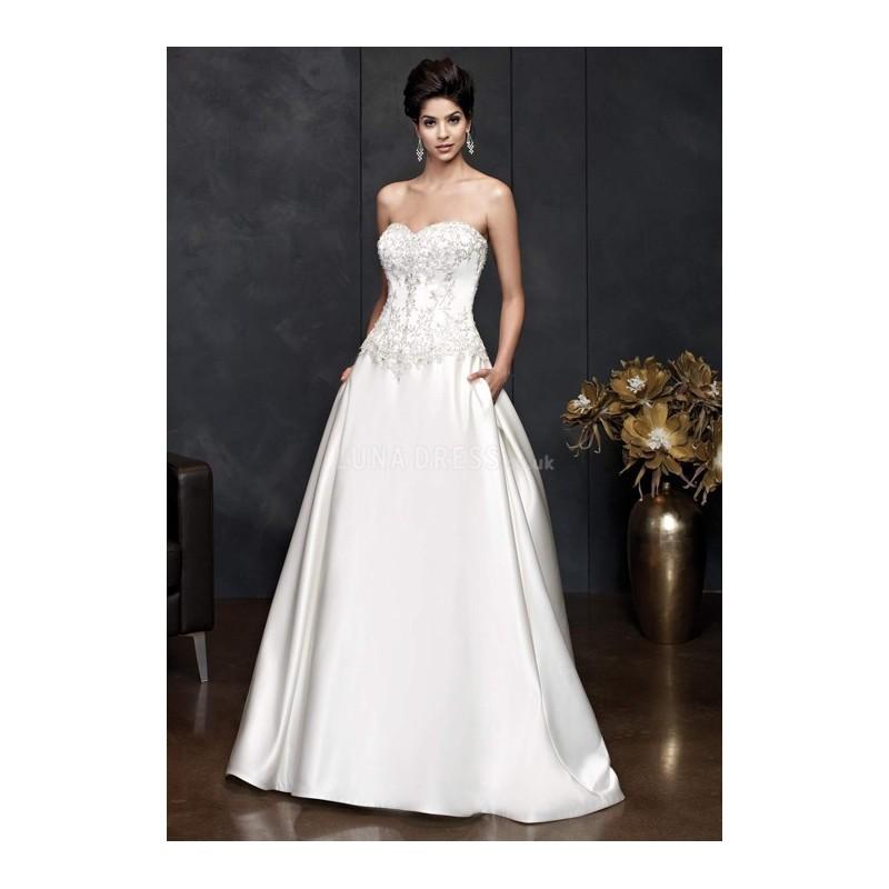 زفاف - Luxurious Ball Gown Sweetheart Satin Floor Length Bridal Gown With Beaded Embroidery - Compelling Wedding Dresses